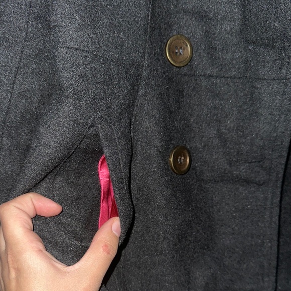 Charlotte Russe Black and Pink Pea Coat with Structured Design - Picture 4 of 5